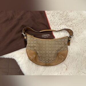 Vintage Coach Y2K Soho Mini Hobo Bag Signature Jacquard Canvas in Tan - Small